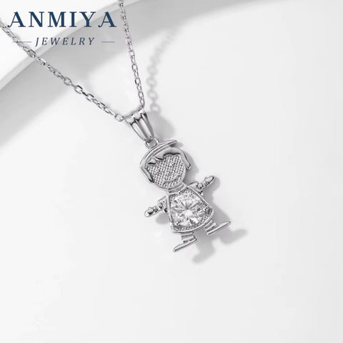 Wholesale High Quality 925 Silver Zircon Child Shape Necklace for Boy