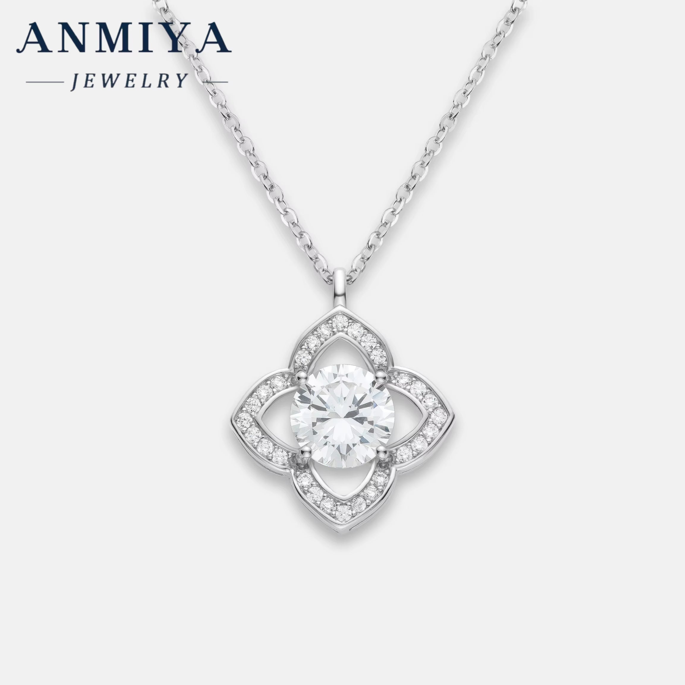 Cubic Zirconia Necklace Jewelry Silver Necklace 925 Sterling Four Leave Clover Dainty Choker 4 Leaf Clover Necklace