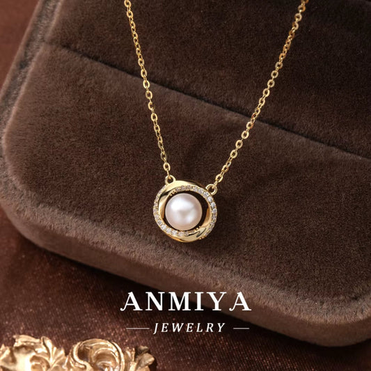 Hot Sale Fine 925 Sterling Silver 5A White Zircon 925 Silver Pearl Pendant Necklace Rhodium Plated Fashion Jewelry Set