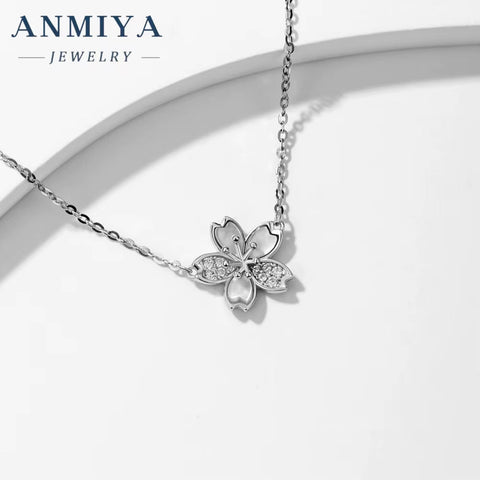 Fine Jewelry Necklaces Zircon Flower Necklace 925 Sterling Silver Sterling Fashion Jewelry Pendent Necklaces