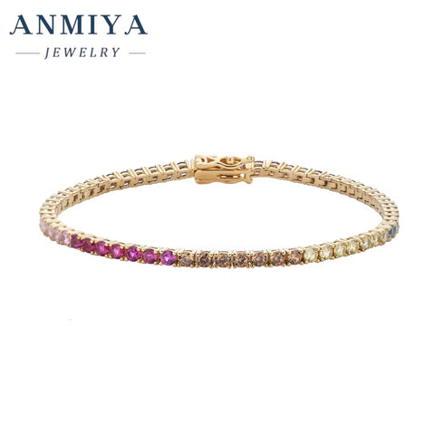 ANMIYA Fashion Zircon Bracelet Women Charm Rhinestone Bracelet Femme Jewelry for Couple Gifts