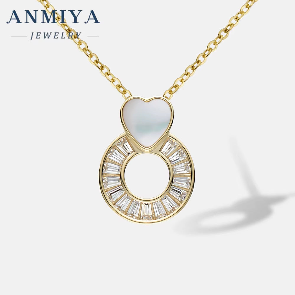Fine Wholesale Women'S S925 Silver Necklace with White Shell Heart 18K Gold Trendy Shape 925 Silver Zircon Necklace