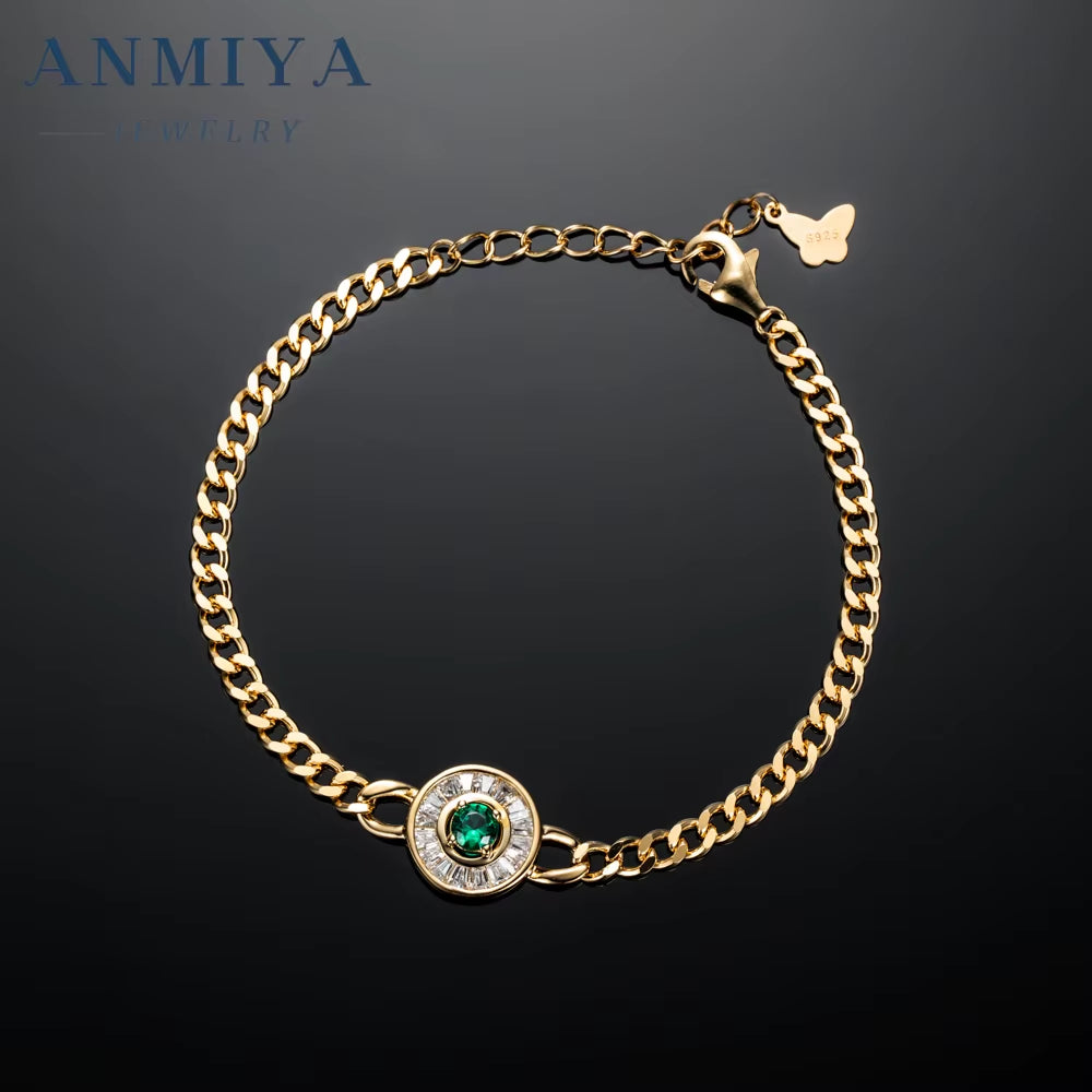 Fine Jewelry Women and Unisex 14K 18K Gold Zircon Bracelet Trendy Gold with 925 Sterling Silver Bracelet for Gift