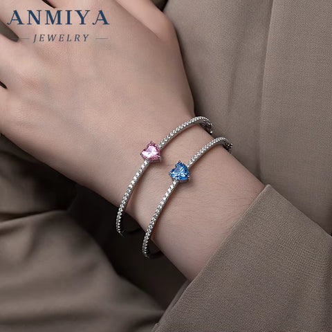 Stackable Silver Jewelry Mini Heart Bracelet, Delicate 925 Sterling Bangle for Layered Wristwear