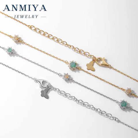 ANMIYA Jewelry Multi-Colored Zircon Diamond Charm 925 Silver Necklace for Women 18K Gold Wholesale