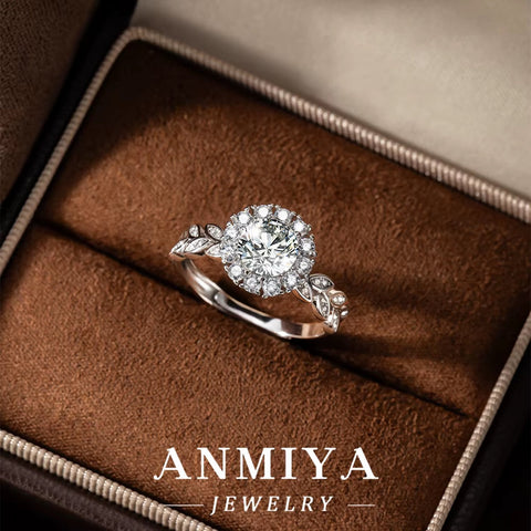 Floral Engraved Silver Jewelry - 925 Sterling Silver Moissanite Blossom Ring for Spring Collection