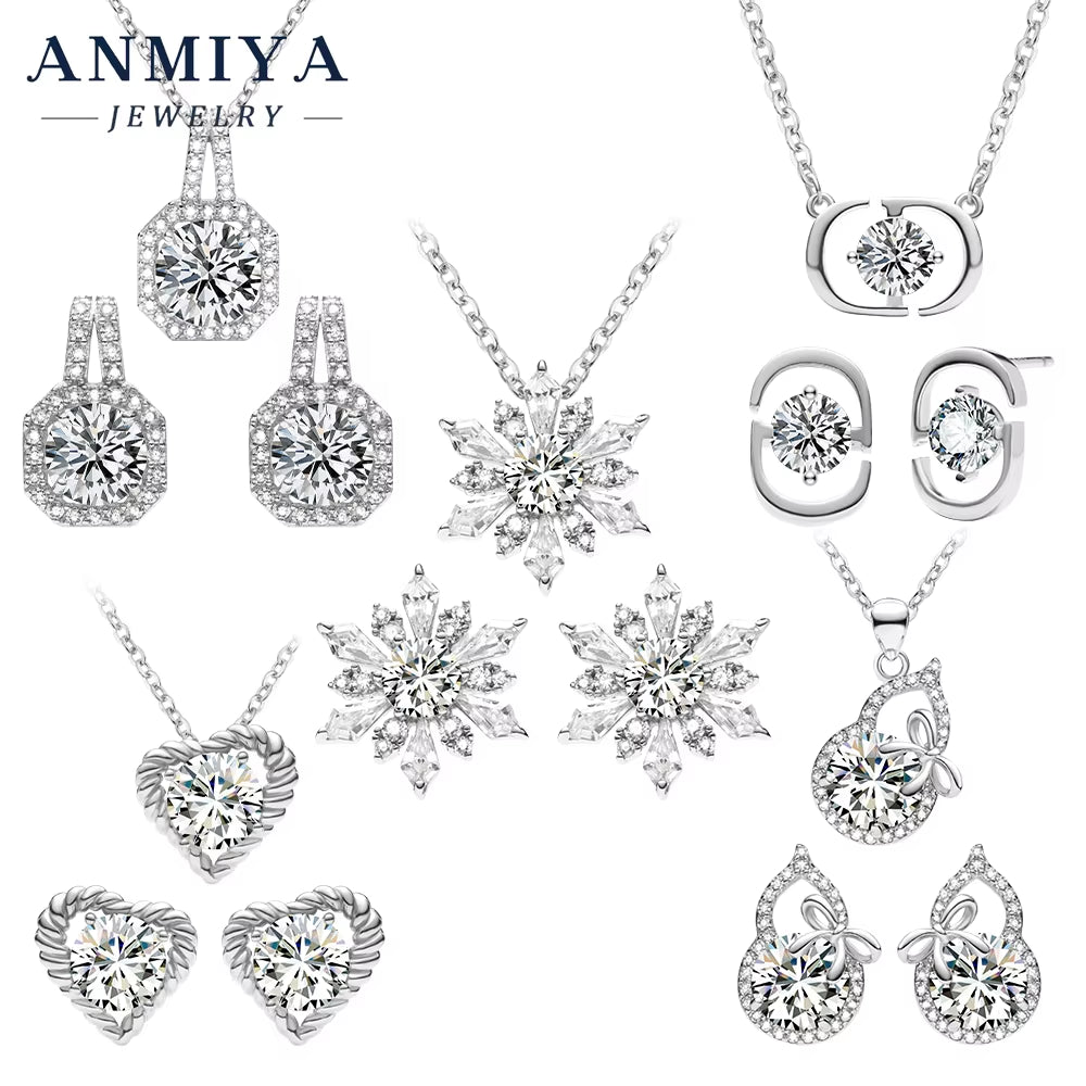 925 Sterling Silver Jewelry Set with ZIRCON - Matching Earrings & Necklace, Durable Silver 925 Jewelry Gift Package