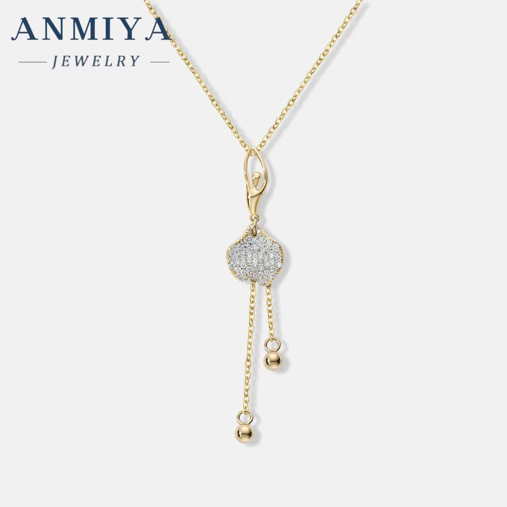 ANMIYA Most Popular Tiny Dainty Silver Ballerina 18K Gold Plated Zircon Waterproof 925 Sterling Silver Jewelry Necklace