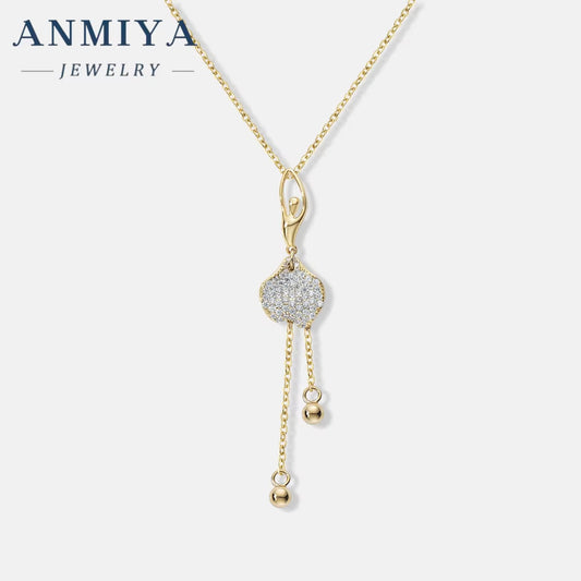 ANMIYA Most Popular Tiny Dainty Silver Ballerina 18K Gold Plated Zircon Waterproof 925 Sterling Silver Jewelry Necklace