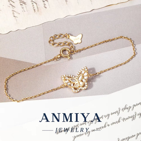 925 Sterling Silver Jewelry Clover Bracelet with Butterfly , Adjustable Chain & Hypoallergenic Design for Bridal Party Gift