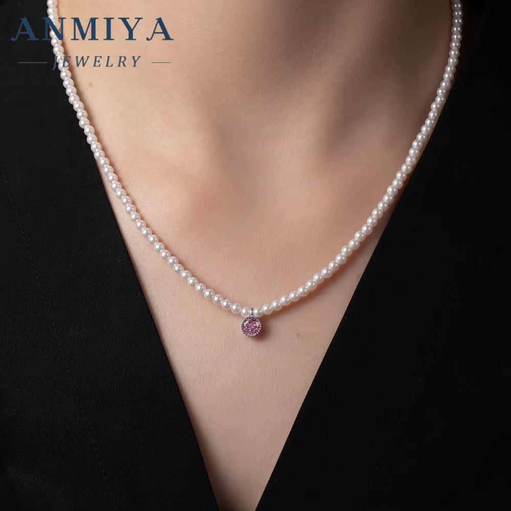 2024 18K Gold Plated Fashion Charms Choker 925 Silver Baroque Beaded Pink Zircon Bead Jewelry Pearl Necklaces for Women