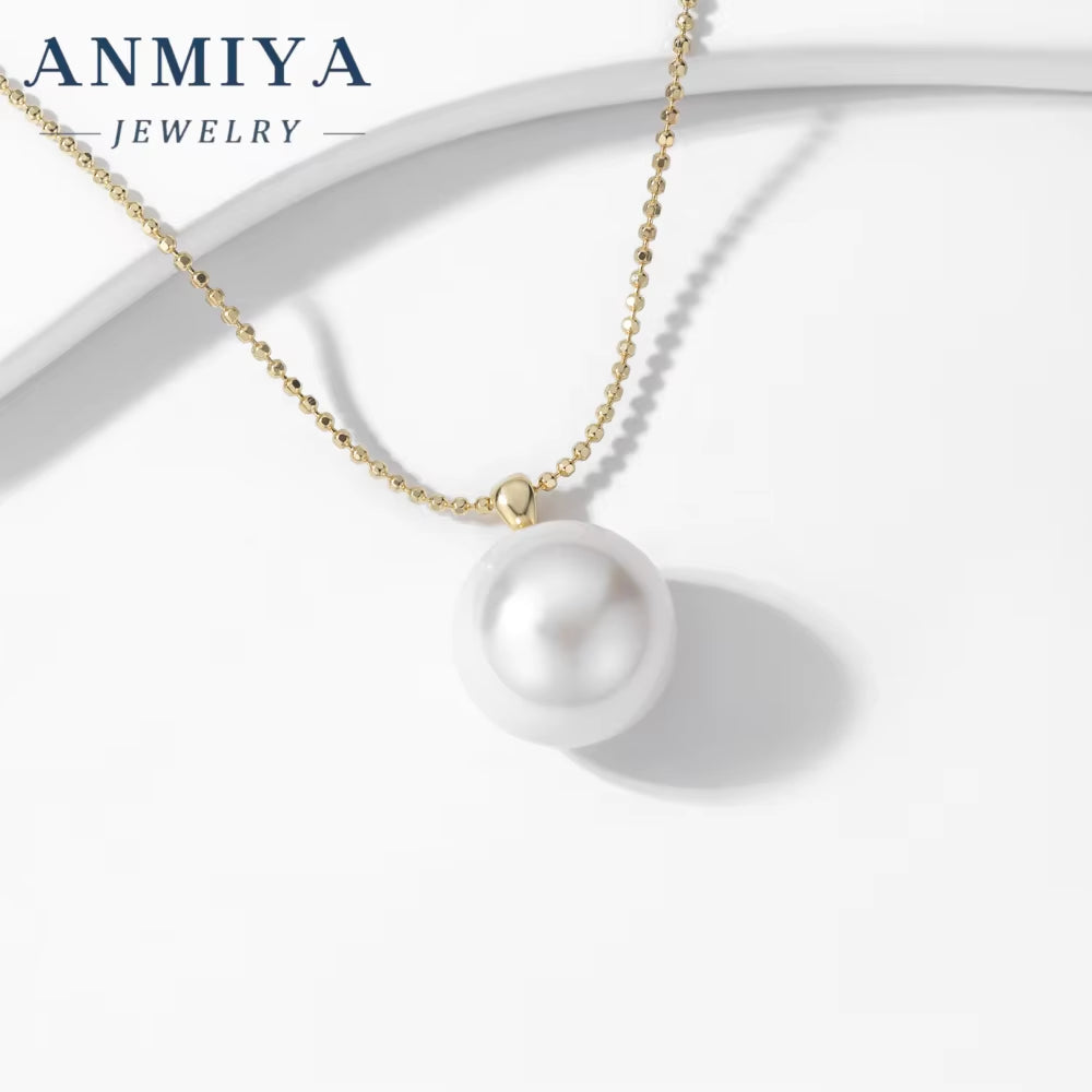 Jewelry New Trendy 18K Gold Plated Pearl Necklace S925 Sterling Silver Link Chain Freshwater Baroque Pearl Pendant Necklace