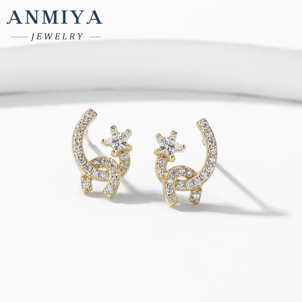 Wholesale New Tide Hot Sales Brand Zircon Star Jewelry Stud Earrings for Women Trendy