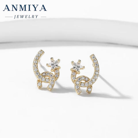 Wholesale New Tide Hot Sales Brand Zircon Star Jewelry Stud Earrings for Women Trendy