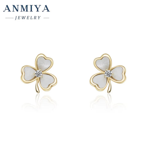 ANMIYA Fashion Jewelry Classic Vintage Earrings Clover Stud Earrings for Women