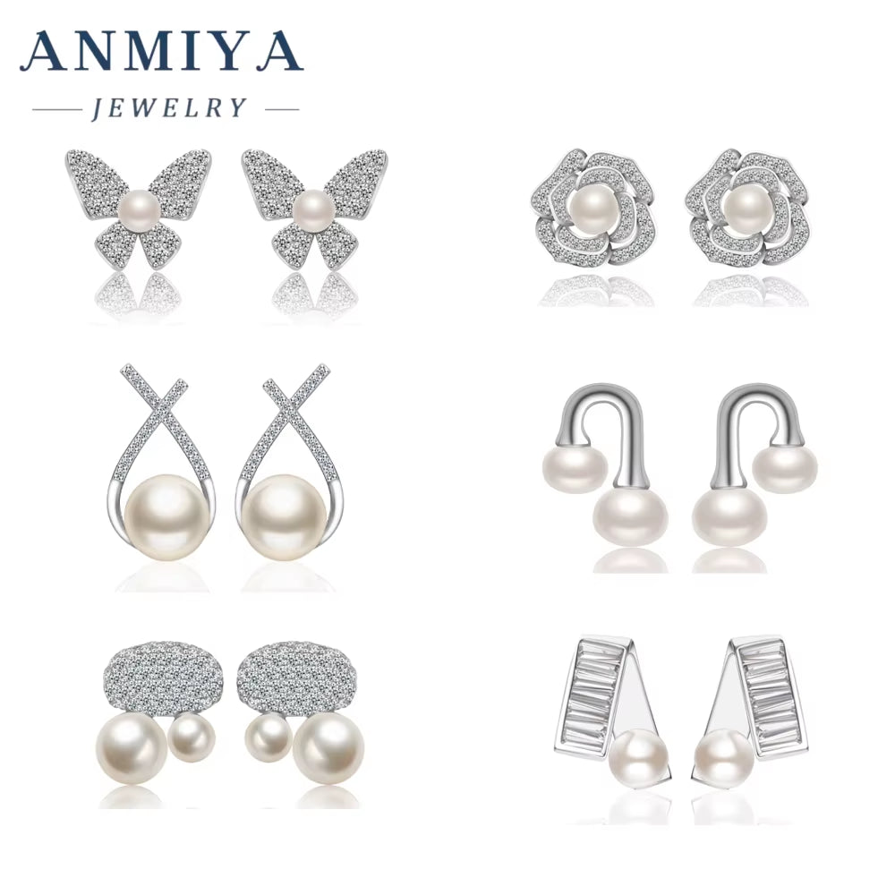 High Quality Summer Fine Jewelry Geometric Earrings 925 Silver Baroque Pearl Hypoallergenic Earrings