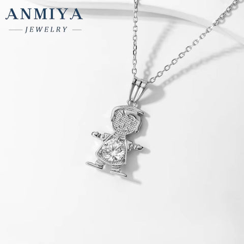 Wholesale High Quality 925 Silver Zircon Child Shape Necklace for Boy