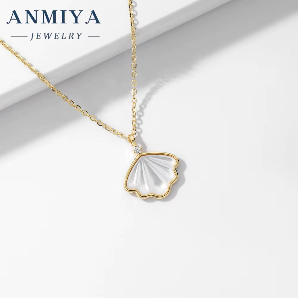 Fashion Ocean Series White Pearl Necklace Waterproof 18K Gold Plated 925 Silver Seashell Charm Necklaces for Women