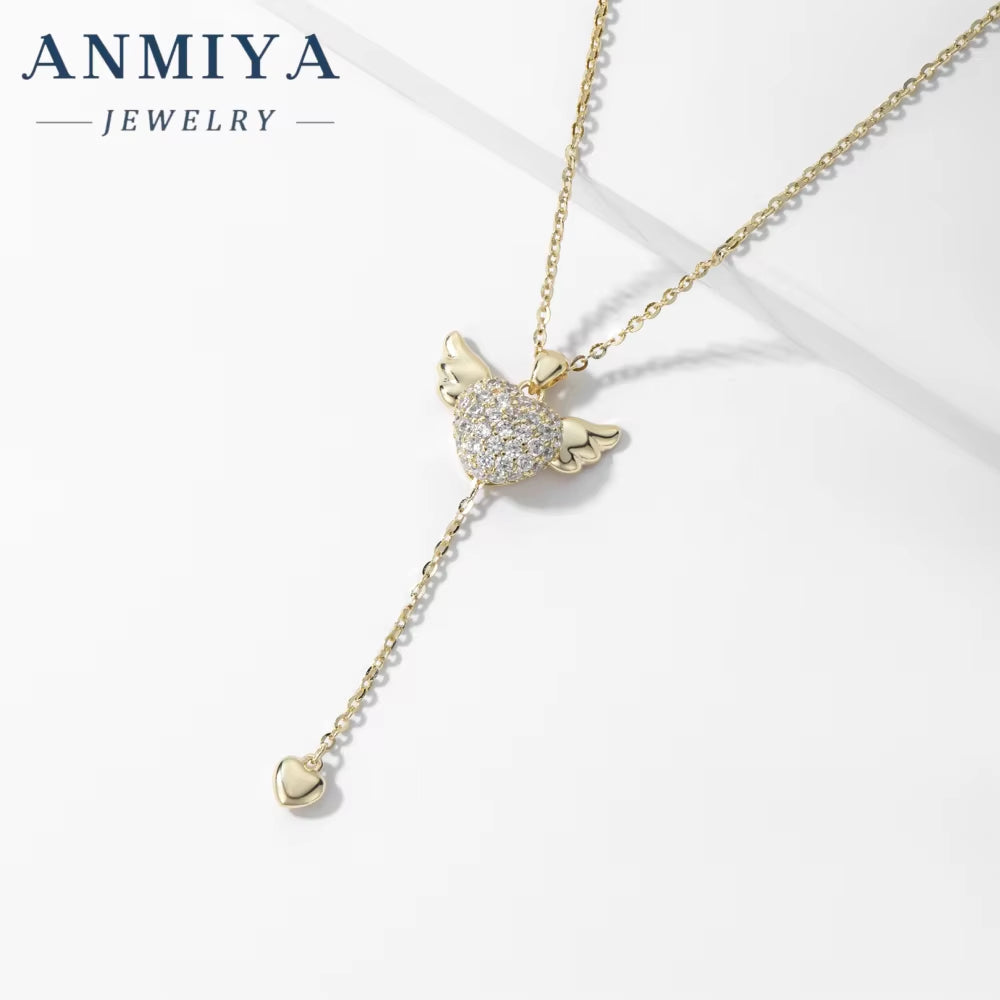 Fashion Cupid Heart Necklace Girls Friendship Accessory Jewelry Sterling 925 Necklace for Women