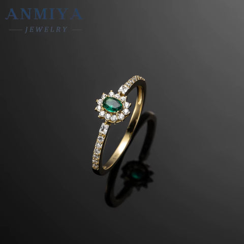 ANMIYA Green Cz Custom Wedding 925 Sterling Silver Gemstone Cubic Zirconia Ring