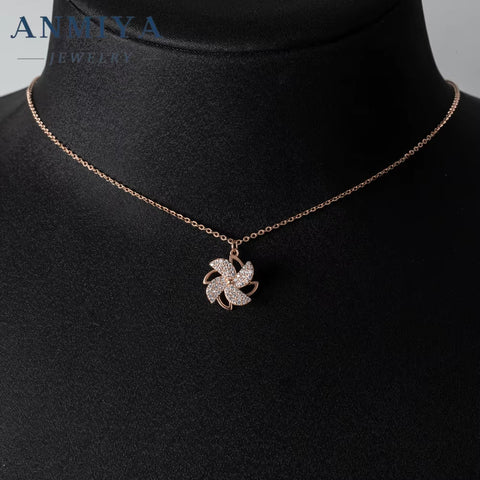 New Design Rotating Windmill Summer Fashionable S925 Silver 18K Gold Collarbone Necklace for Women