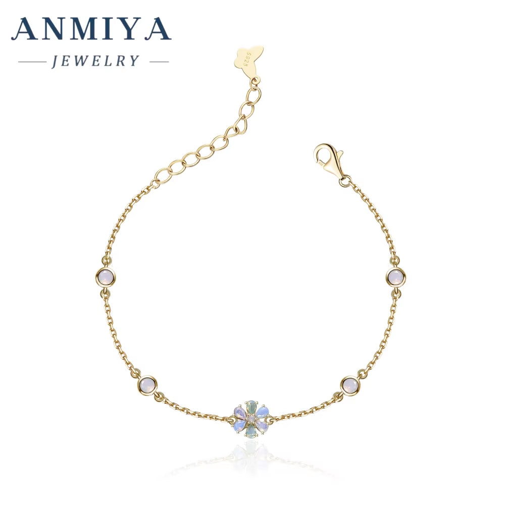 Fashion Jewelry 18K Gold Plated Tennis Flower Shape Bracelet Gift Princess Small Zircon for Women