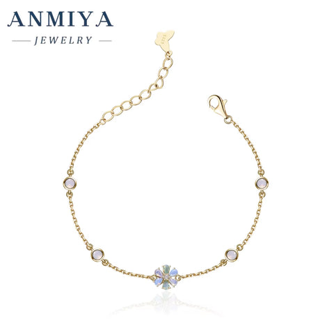 Fashion Jewelry 18K Gold Plated Tennis Flower Shape Bracelet Gift Princess Small Zircon for Women