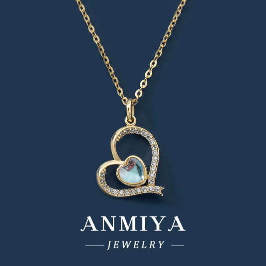 925 Sterling Silver Chain Necklace Romantic Simple Heart Cubic Zirconia Pendant Necklace for Women Fine Jewelry