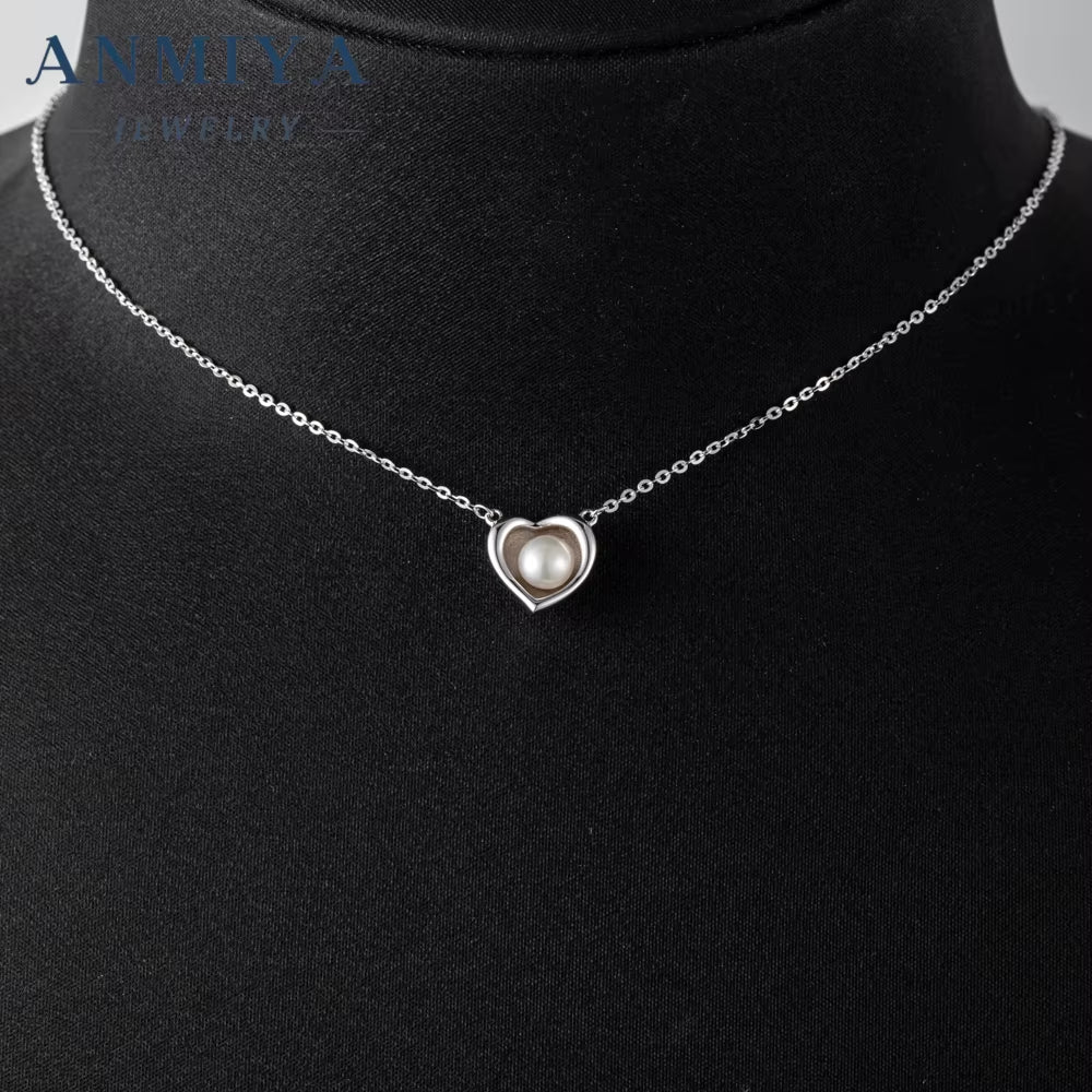 Fashion Necklaces 925 Sterling Silver Heart Necklaces Fresh Nature Water Pearls Jewelry Necklaces