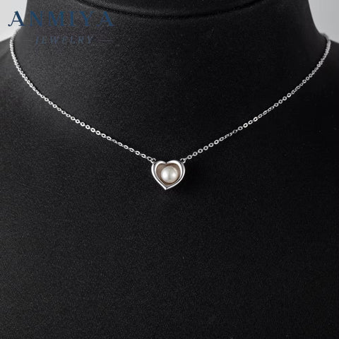 Fashion Necklaces 925 Sterling Silver Heart Necklaces Fresh Nature Water Pearls Jewelry Necklaces