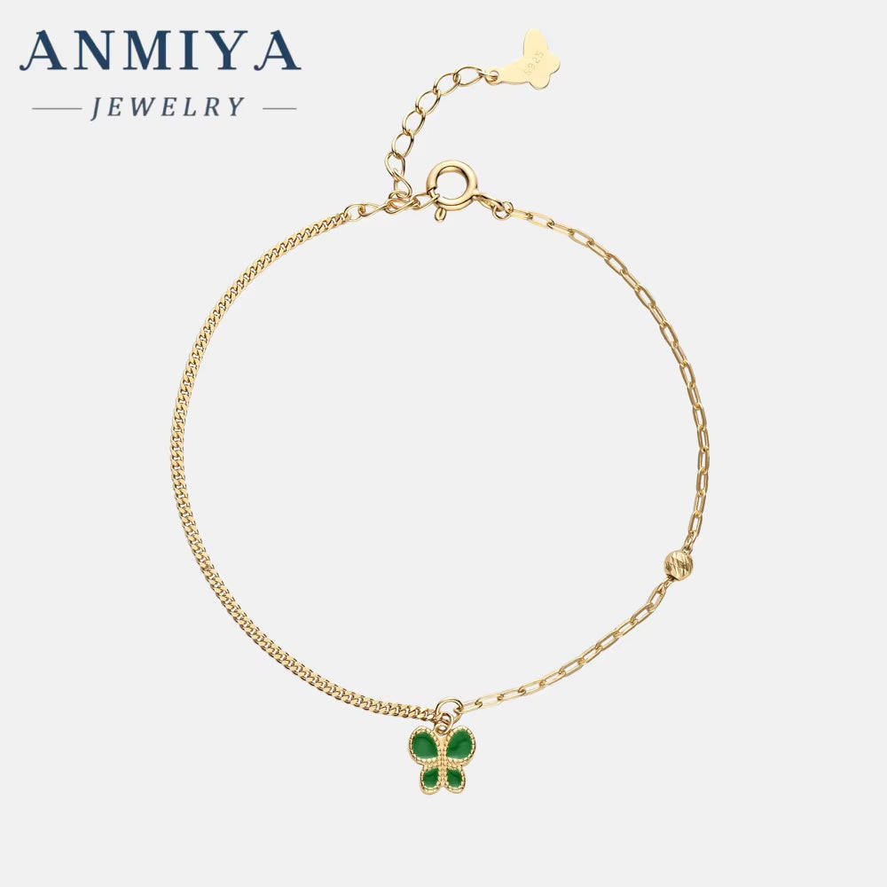 The New S925 Sterling Silver Butterfly Bracelet for Women Green Butterfly Luxury Hand Jewelry