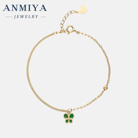 The New S925 Sterling Silver Butterfly Bracelet for Women Green Butterfly Luxury Hand Jewelry