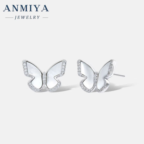 ANMIYA Fine Fashion Jewelry Zc Butterfly 925 Sterling Silver Sweet Girl Earrings