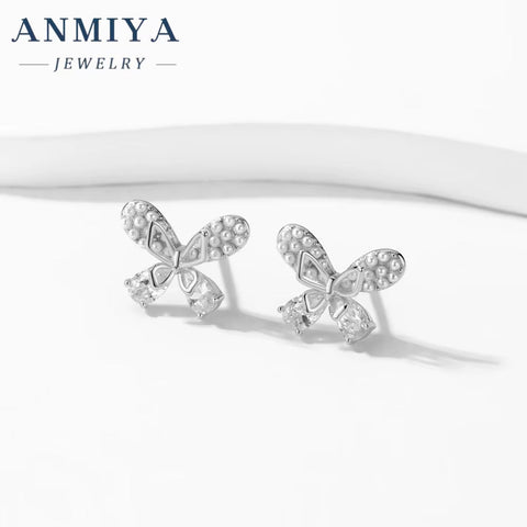 925 Sterling Silver Bow Knot Fashion Stud Earrings Wholesale Jewelry for Women Waterproof Hypoallergenic