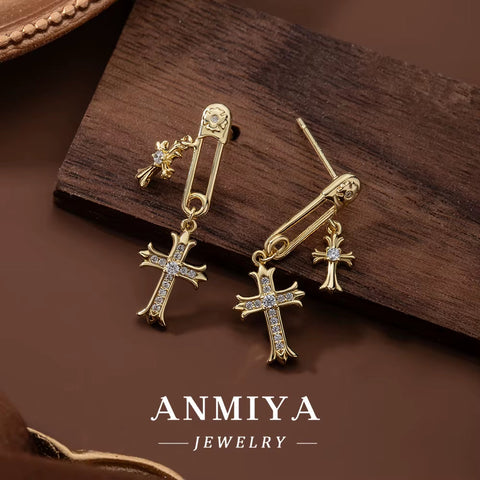 Fashion 925 Silver Dangle Earrings Paper Clip Christian Jewelry Gothic Cross Christian Jewelry Jesus Pendant Stud Earrings
