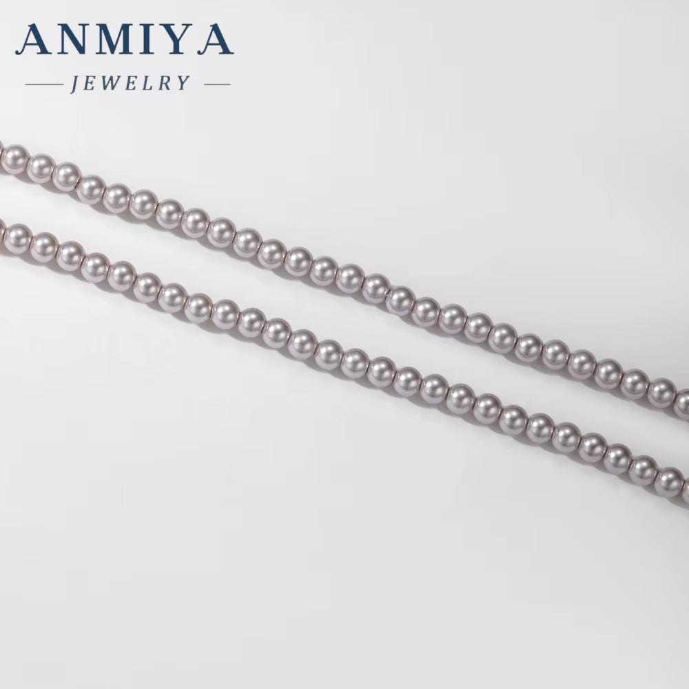 ANMIYA Elegant Minimalist 925 Silver Pearl Beaded Choker Women Wedding Gift Natural Freshwater Pearl Jewelry Necklace