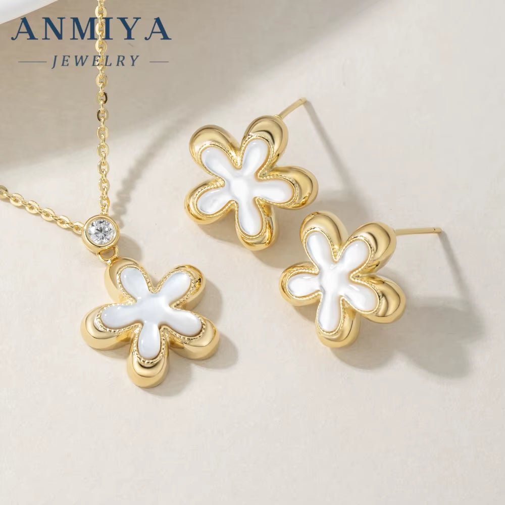 INS Hot Sale 925 Sterling Silver Luxury Four Leaf Flower Earrings Necklace Set for Parties Gifted Zircon Stones Crafted Ladies