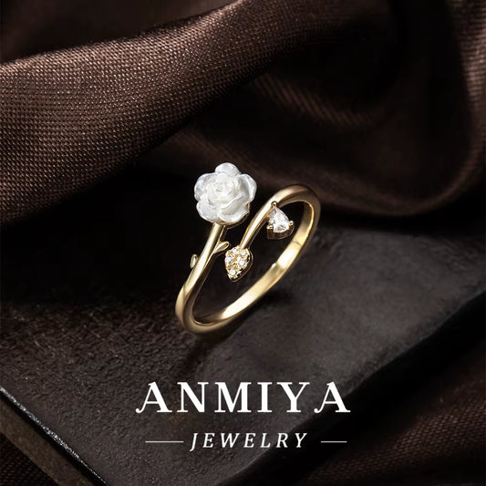 Wholesale 925 Adjustable Flower Ring Luxury Silver Jewelry Bulk Stock for Wedding/Anniversary/Gift