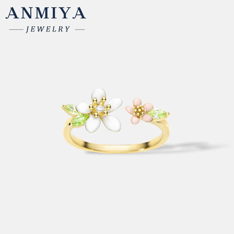 New Arrival 925 Silver Zircon Flower Ring Trendy Waterproof Daily Open Adjustable Rings for Women Jewelry Gift