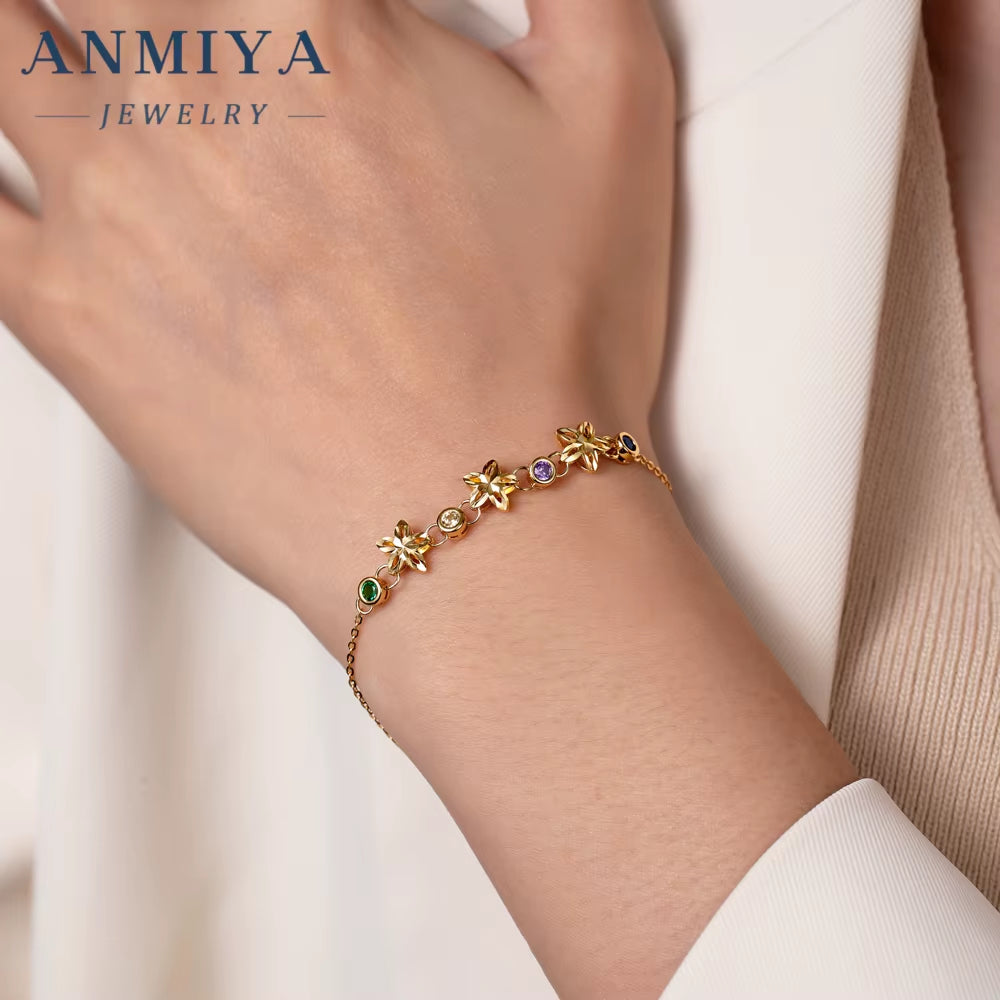 Summer Wholesale Women Bracelet Colorful Daisy Flower 925 Silver 14K Jewelry Waterproof Simple Dainty Bracelet