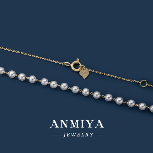 ANMIYA Beat Gift 925 Sterling Sliver Fashion Natural Color Freshwater Pearl Necklace for Women