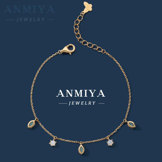 ANMIYA Trendy Best Selling Gold Tassels Anklet Bracelet Women 18K Gold 925 Silver Inoxidable Bracelet