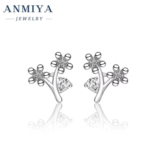 Niche Design Flower Shape Small Stud Earrings 925 Silver Gold Plating Jewelry Earrings for Girl