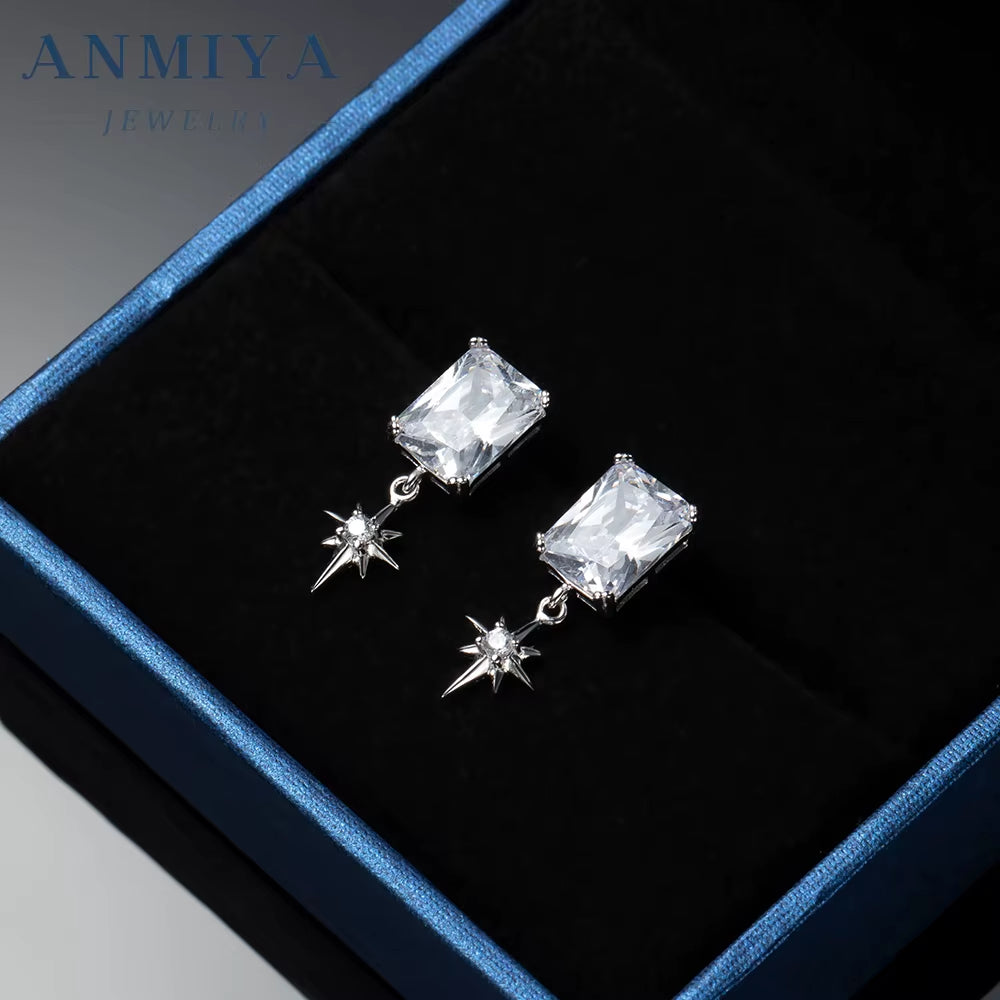 New Tide Geometry Zircon Star Stud Earrings New Stye 2024 Hot Sale Dangling Rhinestone Earrings for Women