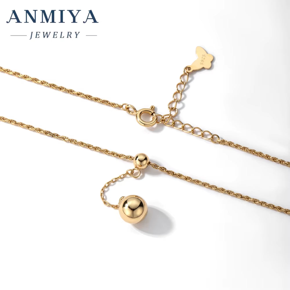 Minimalist 18K Gold Plated 925 Silver Necklace Fashion Single Bead Pendant Necklace for Women