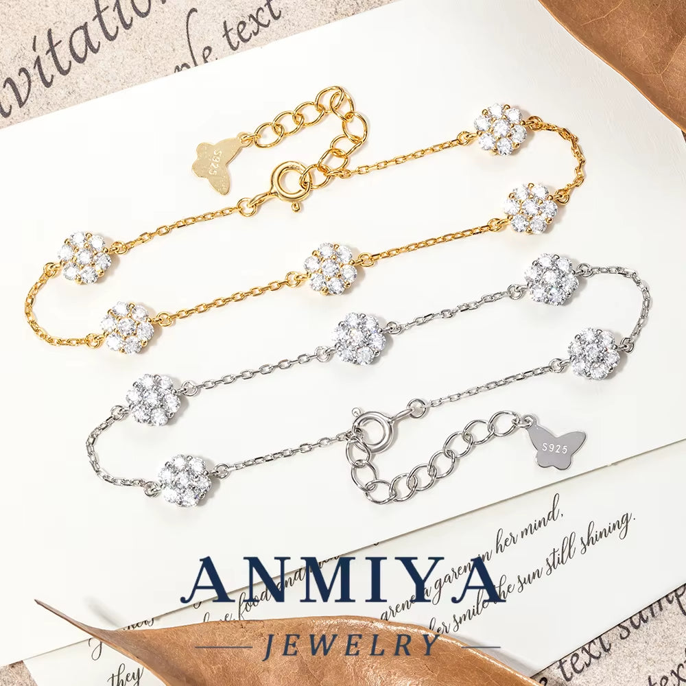 Minimalist Silver Clover Bracelet Thin Chain Jewelry, 925 Sterling Subtle Jewelry for Stacking