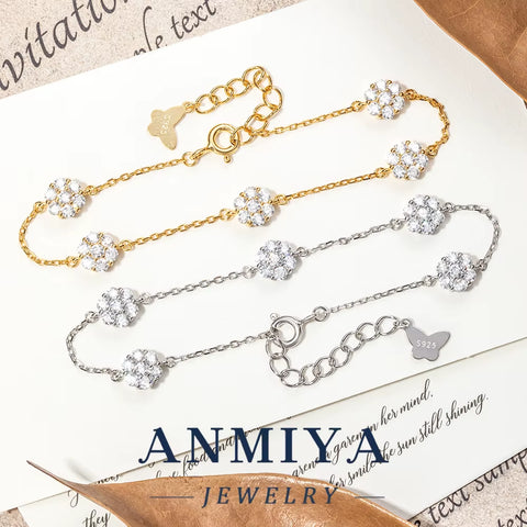 Minimalist Silver Clover Bracelet Thin Chain Jewelry, 925 Sterling Subtle Jewelry for Stacking