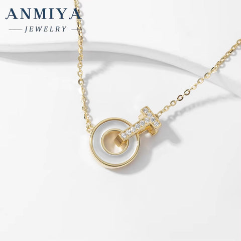 ANMIYA Fine Fashion Simple Fine High Quality T Shape round Collarbone Necklace for Women
