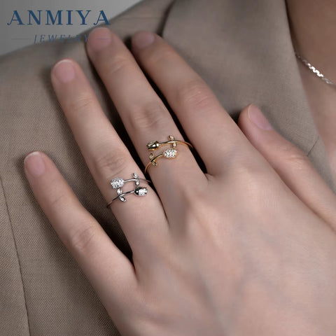 Wholesale 925 Silver Rose Adjustable Open Ring Modern Jewelry Bulk Stock for Festival/Wedding/Party Gifts