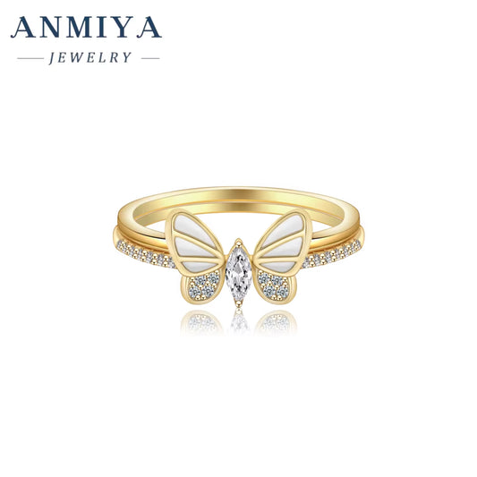 Glaring Anniversary Gift Double Layer Butterfly Removable Rings Beat Gift for Wedding Rings Couple Set